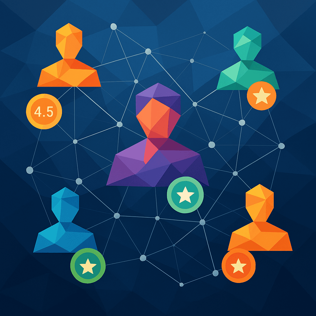 Network visualization of connected contractors with ratings